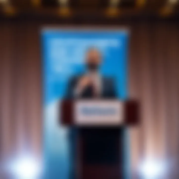 Zia Yusuf, Chairman of Reform UK, standing at a podium with a banner about the Cryptoassets and Digital Finance Bill behind him, addressing an audience