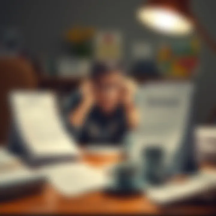 A person looks stressed while sitting at a desk with a calendar showing January. Papers and a coffee cup are scattered around them, symbolizing the challenges of the month.