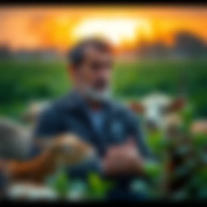 Charles talking about entrepreneurship while surrounded by animals and plants on his farm