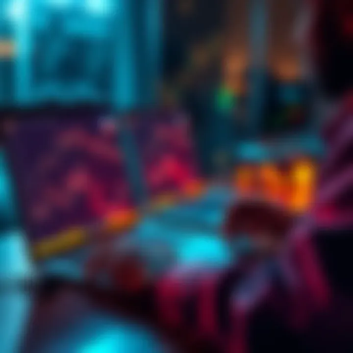 A person analyzing charts on a laptop for buying or selling assets