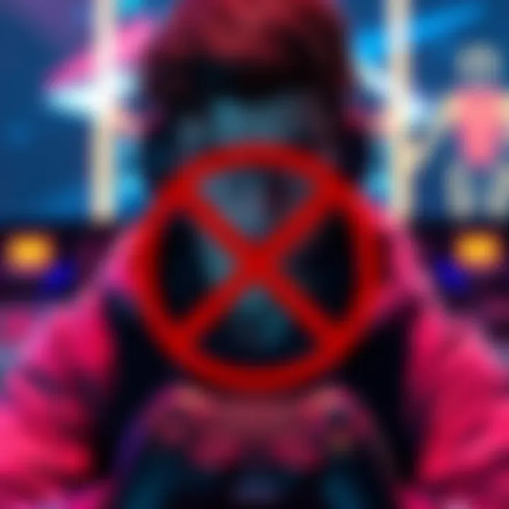 A graphic showing a player being banned from a gaming competition, with a crossed-out symbol and a gaming controller in the background.