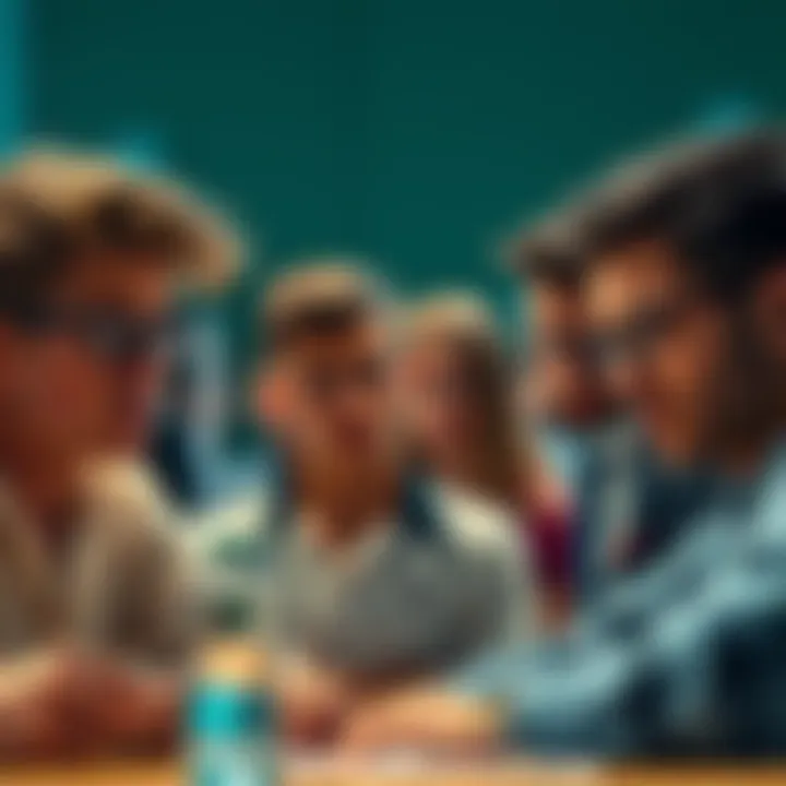 A tense scene showing competitors looking worried as they discuss potential cheating issues, with focus on their concerned expressions.