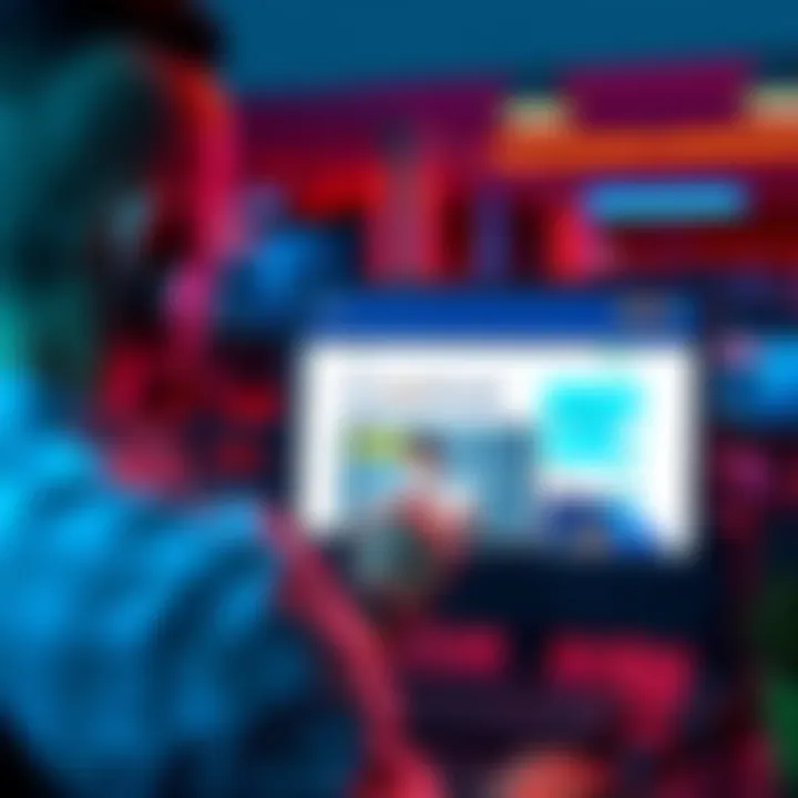 A person looking at a computer screen displaying the Earn tab with free Ab ads highlighted.