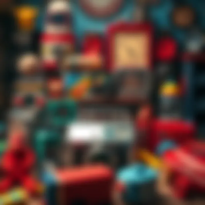 A collection of vintage toys and memorabilia from childhood, evoking feelings of nostalgia and happiness.