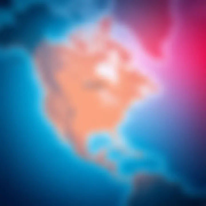 A map illustrating the hypothetical position of Chile placed between Canada and the USA, highlighting North American geography.