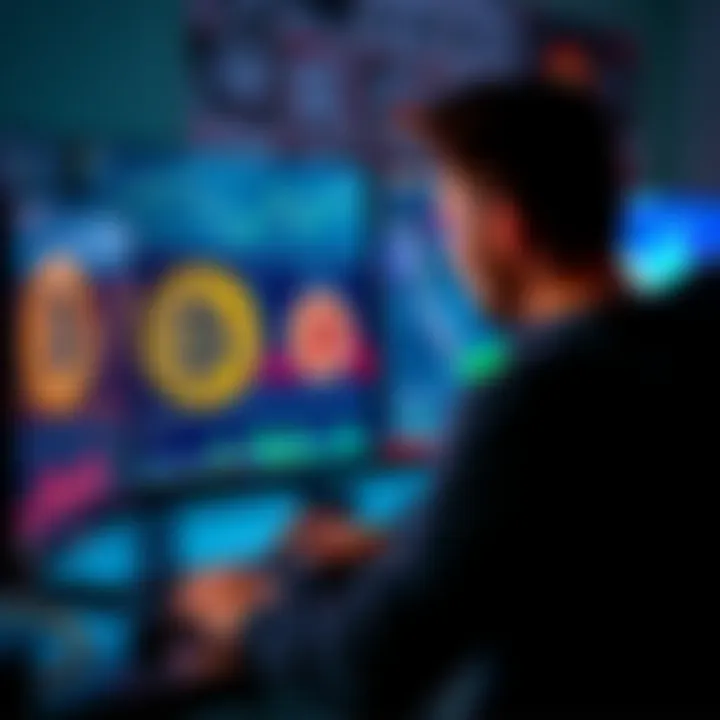 Person comparing two Bitcoin mining pools with charts and data on a computer screen