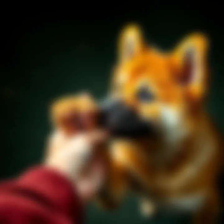 A Chow Chow and German Shepherd mix puppy playfully nipping at a person's hand during training.