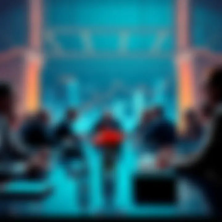 A financial meeting with Citadel representatives discussing SEC regulations on DeFi stocks, showing tension among stakeholders.