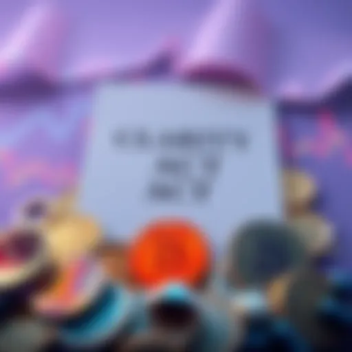 A document titled 'Clarity Act' surrounded by various cryptocurrency symbols, symbolizing discussions on tax relief.