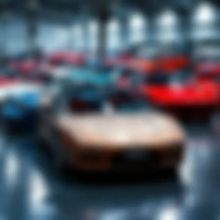 A lineup of classic Acura NSXs displayed at an auction event, showcasing their unique designs and appeal