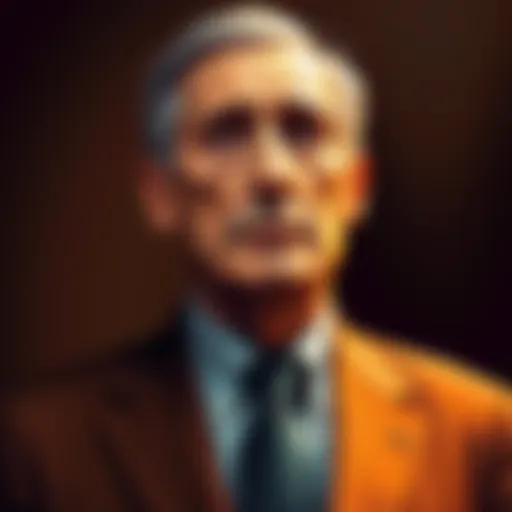 A portrait of Claude Shannon, the Father of Information Theory, showing his thoughtful expression and professional attire.