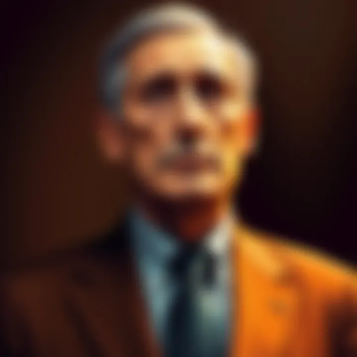 A portrait of Claude Shannon, the Father of Information Theory, showing his thoughtful expression and professional attire.