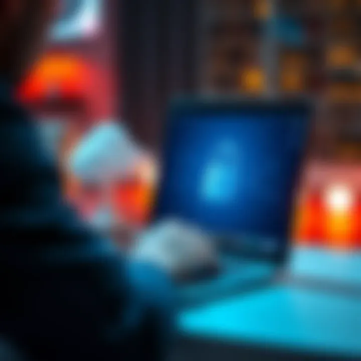 A person accessing secure cloud storage on a laptop, with a lock symbol to represent security for storing two-factor authentication backups.