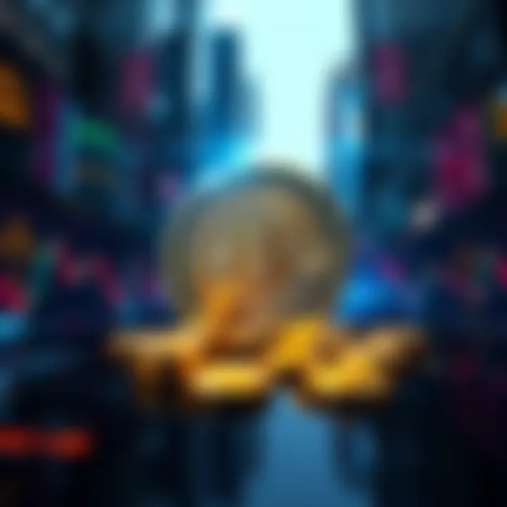 Visual representation of Wall Street's CME Coin with trading charts and dollar signs