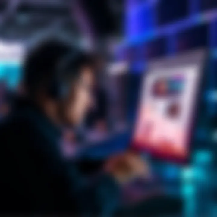 A person looking at a computer screen, exploring a price aggregation website and discussing CMS options in a forum