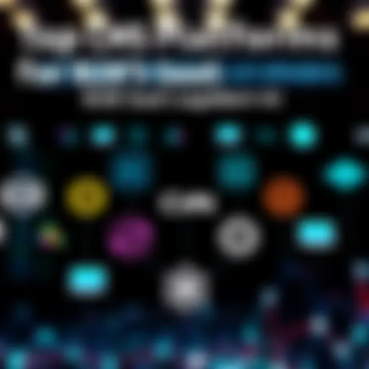 A graphic showing various CMS platform logos with AI icons above them, illustrating technology and innovation for B2B SaaS companies.