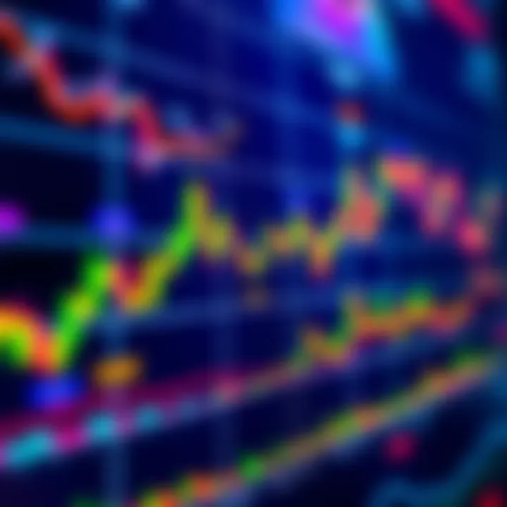 A close-up view of a digital coin chart showing various trends and updates in cryptocurrency data.