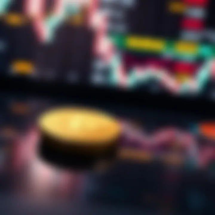 Coin in a market space A shiny coin placed on a graph showing fluctuations, symbolizing the ongoing debate about its value and potential rise.