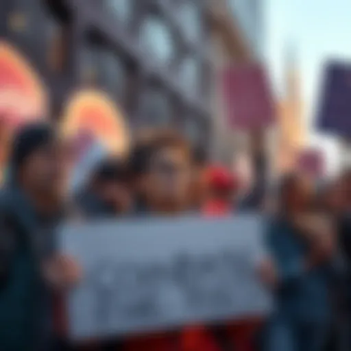 Customers expressing frustration over high fees at Coinbase with protest signs