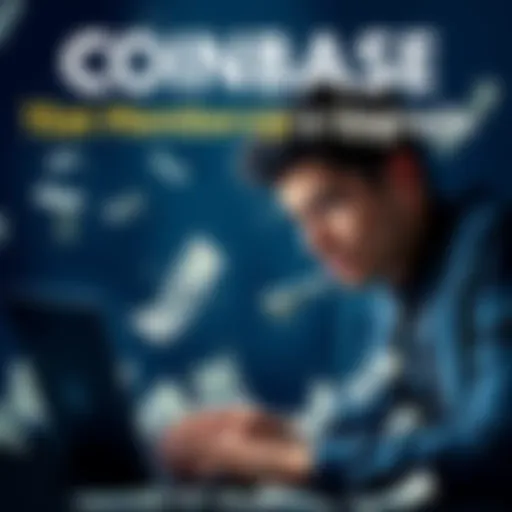 A person looking frustrated while using a laptop, surrounded by dollar bills to symbolize financial loss from a Coinbase membership upgrade
