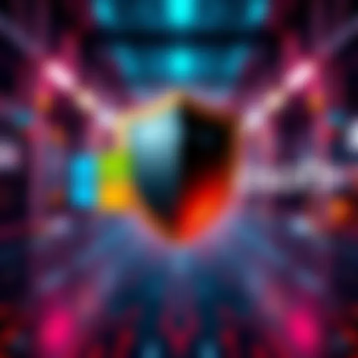 Logos of Coinbase and Microsoft with a shield symbol representing cybersecurity against phishing attacks