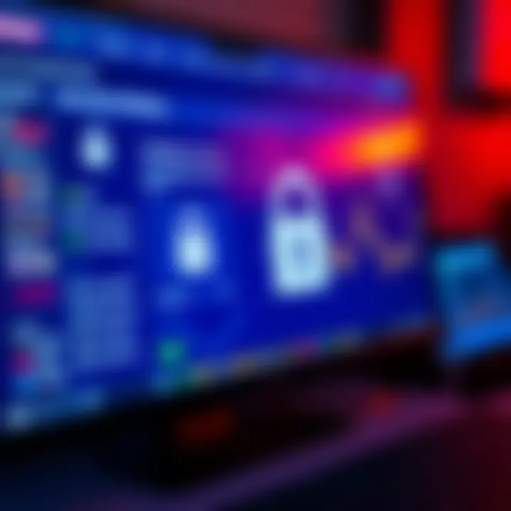 A close-up of a computer screen displaying Coinbase's security settings with locks and charts