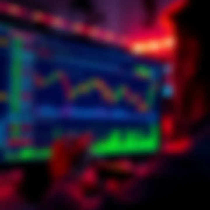 A person looking at a computer screen displaying stock market graphs and Coinbase interface with no commission fees.