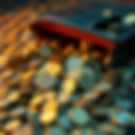 A wallet overflowing with coins, highlighting the wealth gap between rich and everyday people