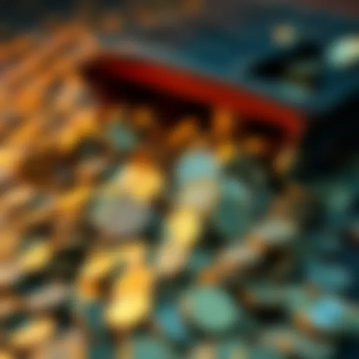 A wallet overflowing with coins, highlighting the wealth gap between rich and everyday people