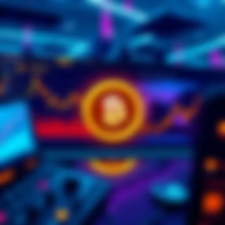 An overview of Coinsquare's platform with charts and cryptocurrency icons