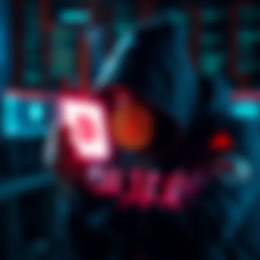 A visual representation showing a hacker accessing a ColdCard wallet with Bitcoin theft highlighted, showcasing the vulnerability of the system.