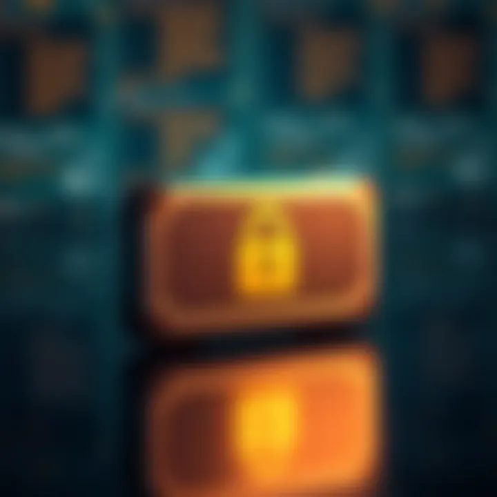 A ColdCard cryptocurrency hardware wallet displayed with a padlock symbol to represent security