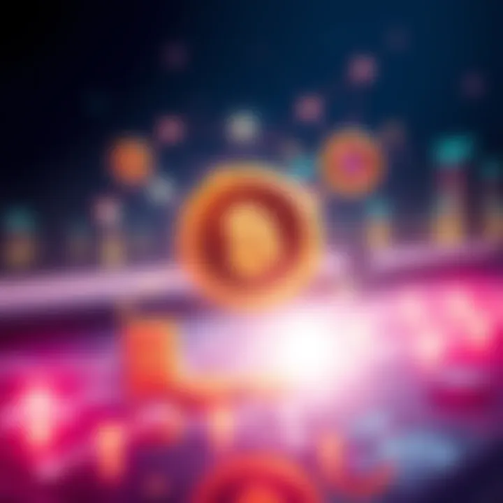 A graphic illustrating the concept of a new collateral-focused dToken system in DeFi, featuring tokens and interest rates, with symbols of stability and trust.