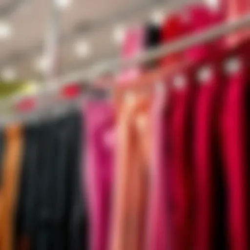 A display of black, pink, and skin-colored pantyhose on a retail rack, showcasing their variety in modern fashion.