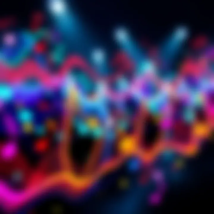 A vibrant digital artwork representing music themes, created with colorful shapes and abstract designs, suitable for NFT consideration.
