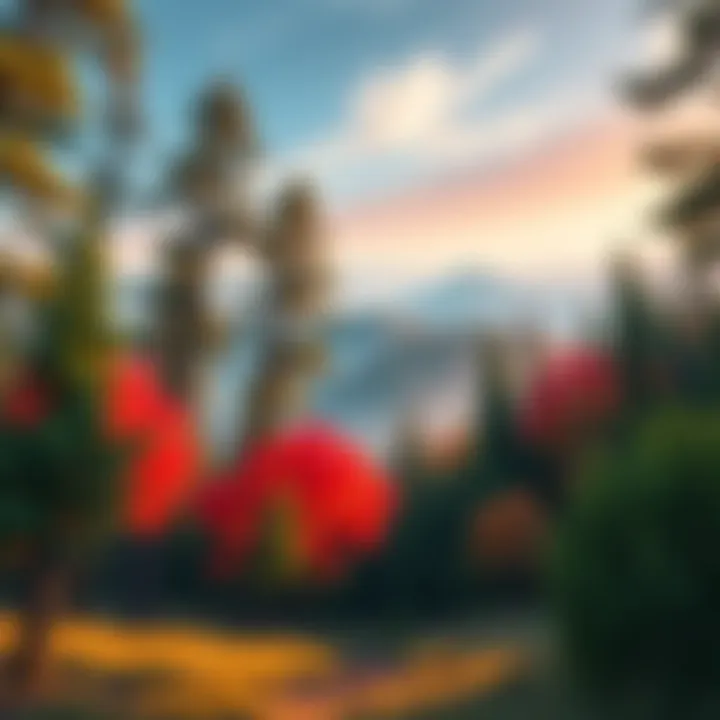 A vibrant forest scene on Endor, showcasing tall trees and diverse wildlife under a clear sky.