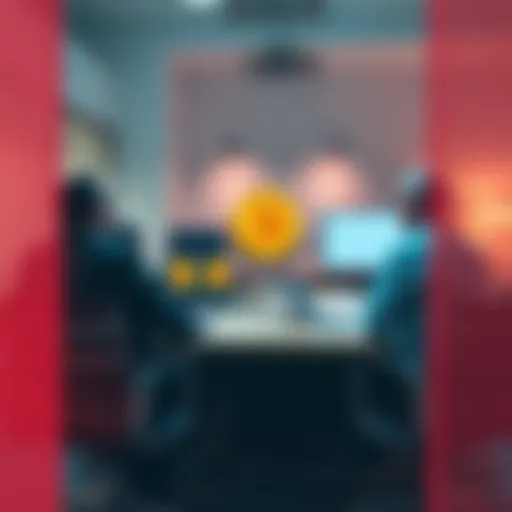 A group of community bankers discussing risks tied to yield-bearing stablecoins in a meeting room.