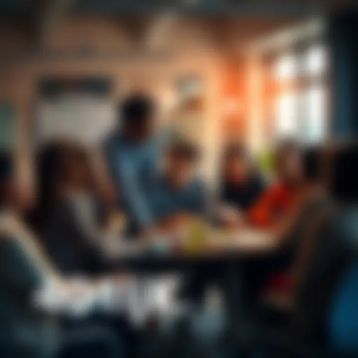 A group of diverse people discussing investment plans in a community meeting setting, showcasing teamwork and empowerment