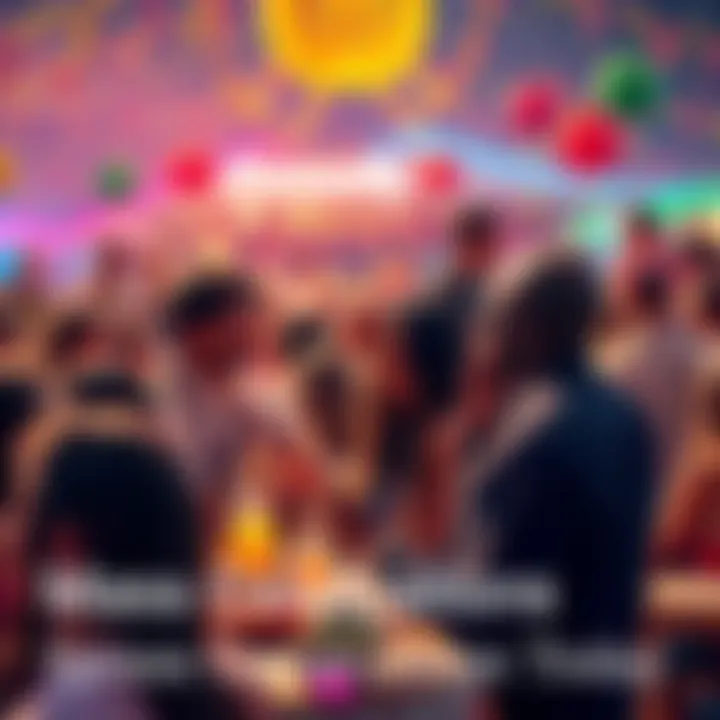 People enjoying a festive gathering with music, food, and laughter in a vibrant setting