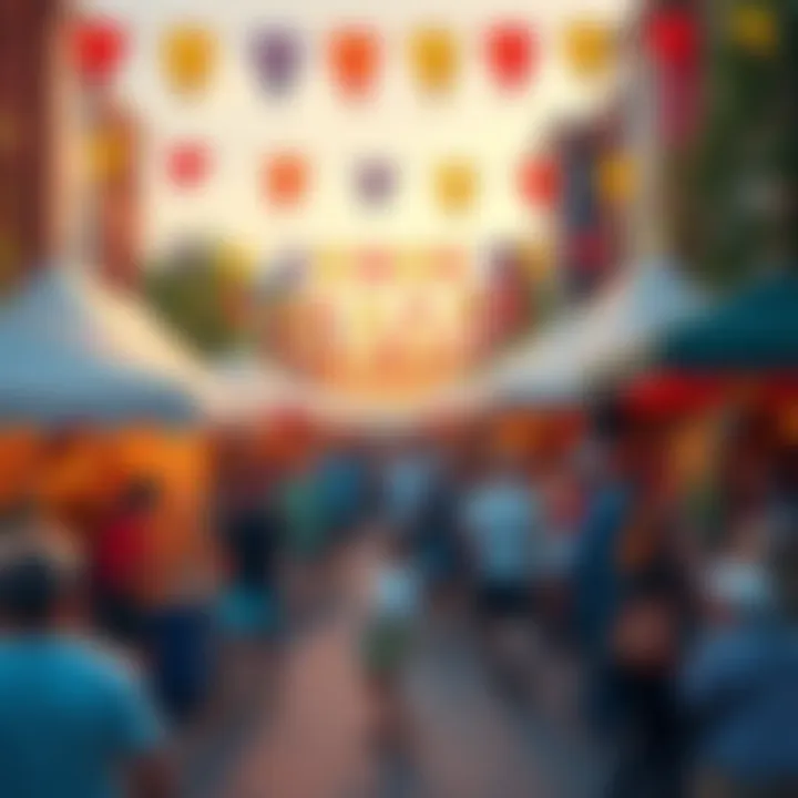 A lively street festival with people enjoying food, music, and activities in celebration of Uptober 2025.