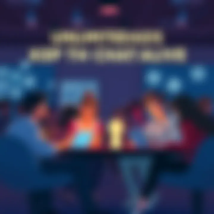 A group of people participating in an animated online chat session while watching ads