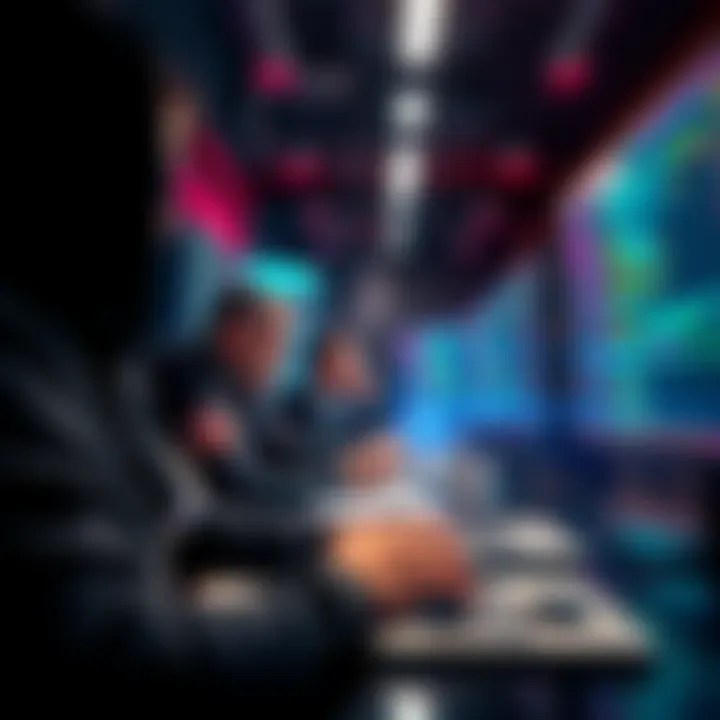 Developers collaborating during a community code review meeting, discussing Oracle.ak part 2.