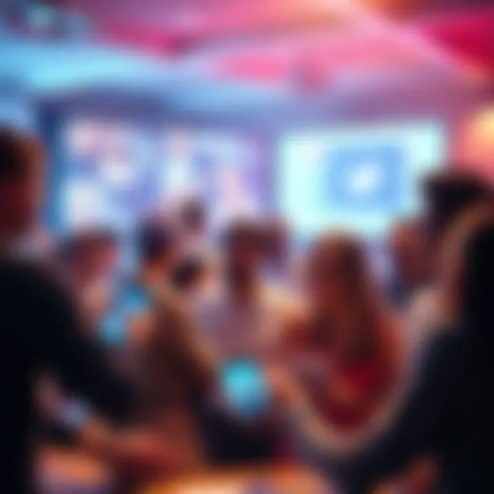 A diverse group of people engaging and networking on various social media platforms like Discord and Twitter, showcasing collaboration in the Movement Economy.