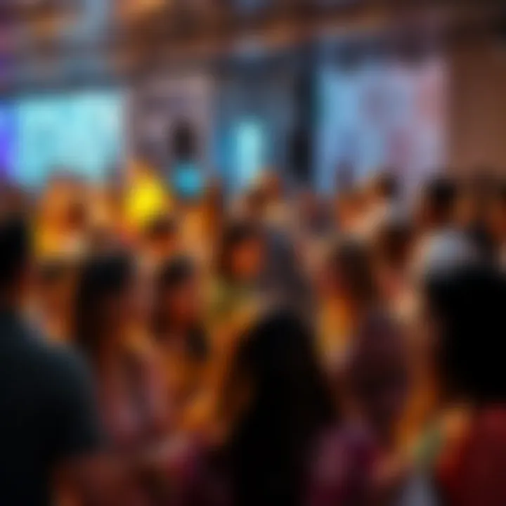 A group of diverse people interacting and collaborating at a community event, showcasing active participation and social connections,