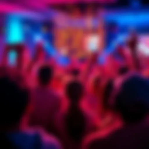 A lively group of people celebrating and engaging in a community event, showing excitement and anticipation.