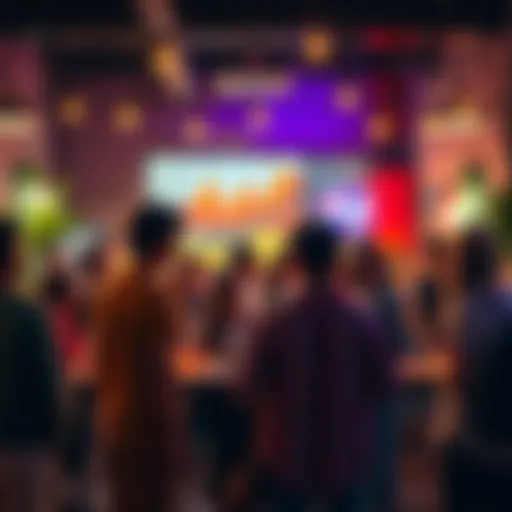 A diverse group of people chatting and looking around in a community space, reflecting on recent changes and newcomers leaving the scene.