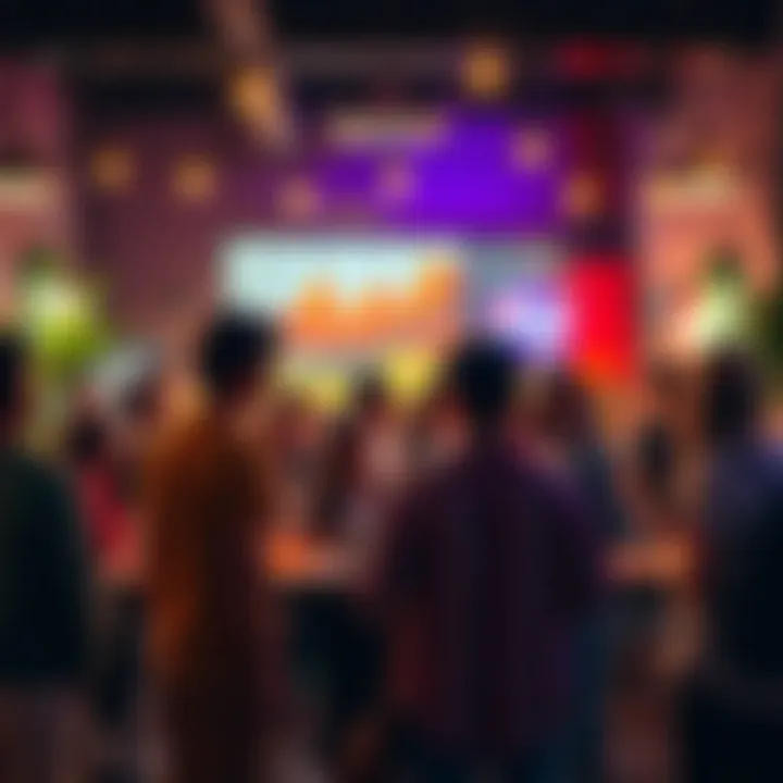 A diverse group of people chatting and looking around in a community space, reflecting on recent changes and newcomers leaving the scene.