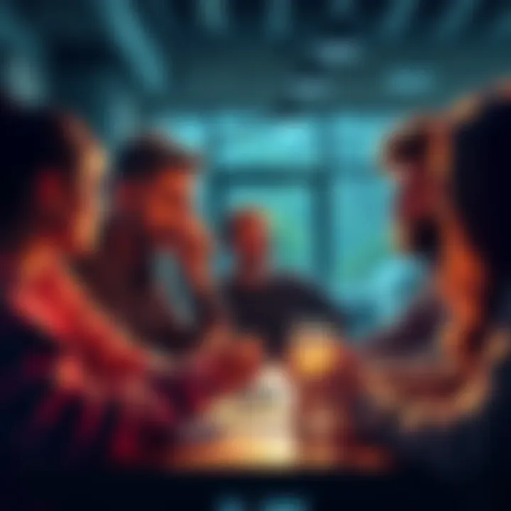 Community Support in Blockchain A group of people supporting each other with blockchain ideas and investments, showcasing unity and transparency