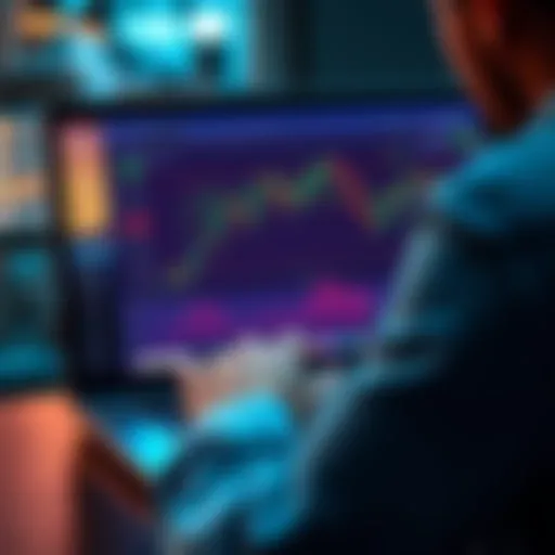 A person comparing different Solana wallets on a laptop, focusing on the Phantom, Backpack, and Solflare wallets, with charts and trading graphics on the screen.