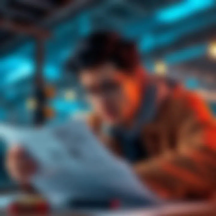 A worried person looking at financial documents with high interest rates highlighted
